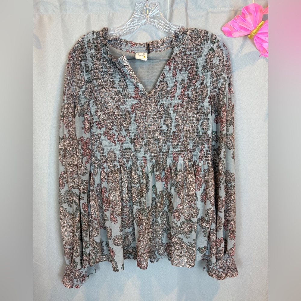 ANTHROPOLOGIE | Akemi + Kin Smocked Paisley Blouse